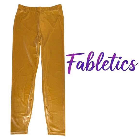 Fabletics Emma Velour High Waist Yoga Leggings Light Honey Size Medium - Picture 4 of 6